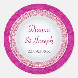 Autocollant Mariage baroque Fuchsia Plaque