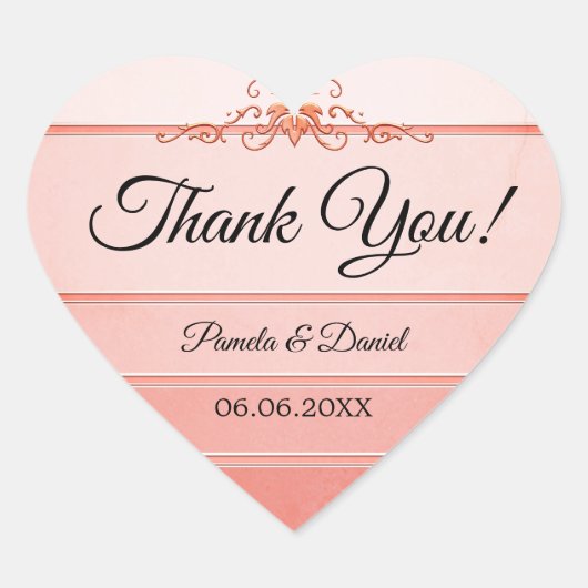 Autocollant Mariage Coral Ton sur Ton Stripe (Devant)