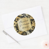 Autocollant Mariage damassé noir et or (Enveloppe)
