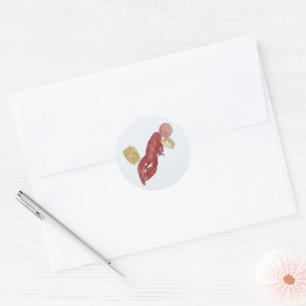 Autocollant mariage d'aquarelle de poisson-crevett