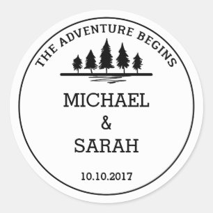 Autocollant mariage d'aventure noir et blanc