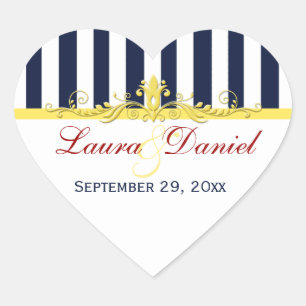 Autocollant Mariage de défilement bleu marine