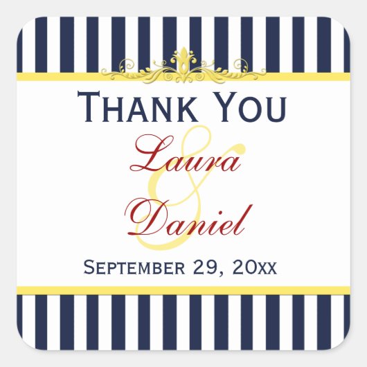 Autocollant Mariage de défilement bleu marine (Devant)