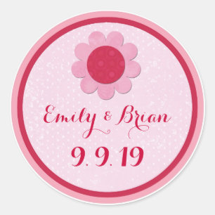 Autocollant mariage de fleurs roses personnalisées