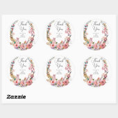 Autocollant Mariage de Merci de  rose rose (Feuille)