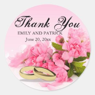 Autocollant Mariage de Merci rose personnalisé