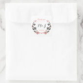 Autocollant Mariage de monogramme à fleurs vintage (Sac)