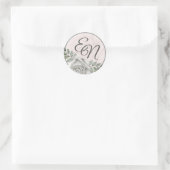 Autocollant Mariage de monogramme de fleurs Dusty (Sac)