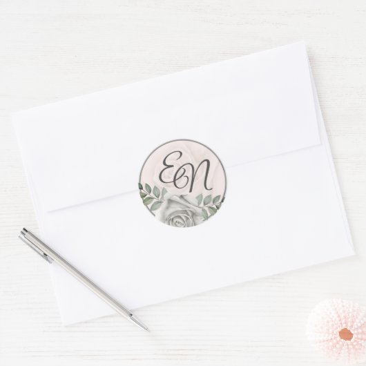Autocollant Mariage de monogramme de fleurs Dusty (Enveloppe)