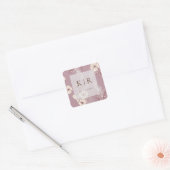 Autocollant Mariage de Monogramme Floral de crème (Enveloppe)
