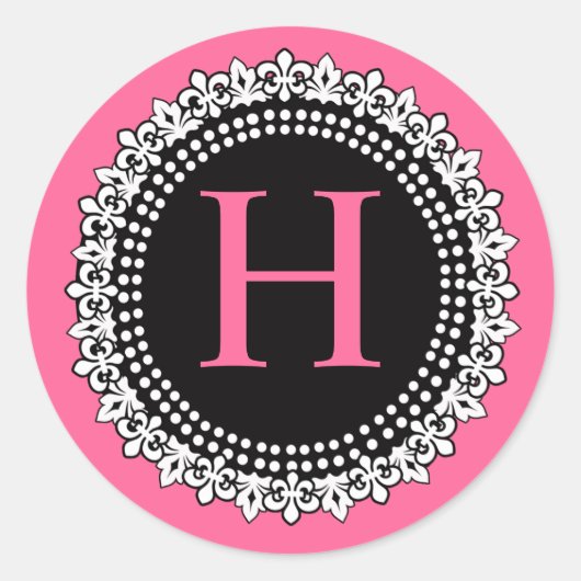 Autocollant Mariage de Monogramme H Fleur de Lis r (Devant)