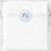 Autocollant Mariage de monogramme Hydrangea bleu (Sac)