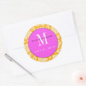 Autocollant Mariage de monogramme rose orange Dama (Enveloppe)
