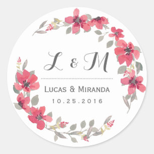 Autocollant Mariage de monogramme rose rustique
