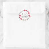 Autocollant Mariage de monogramme rose rustique (Sac)