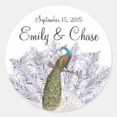 Autocollant Mariage de plumes Vintages violet (Devant)