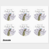 Autocollant Mariage de plumes Vintages violet (Feuille)