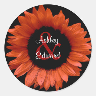 Autocollant Mariage de tournesol orange