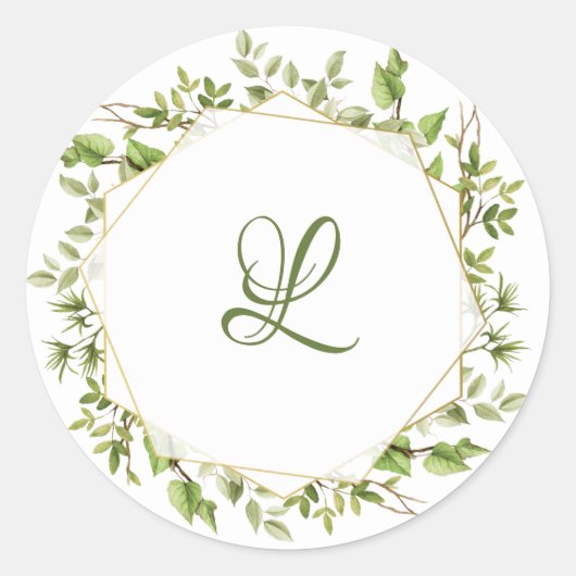 Autocollant Mariage d'enveloppe de verdure à branc (Devant)