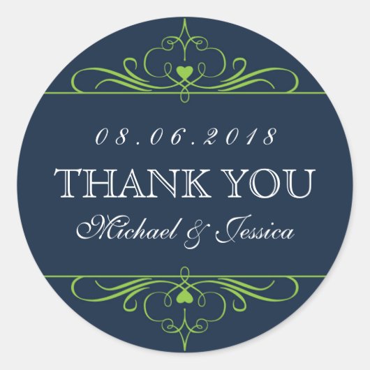 Autocollant Mariage d'ornement bleu marine (Devant)