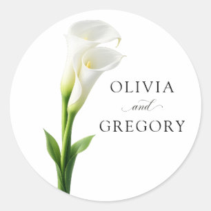 Autocollant Mariage Élégant Callas Blanc Modifiabl