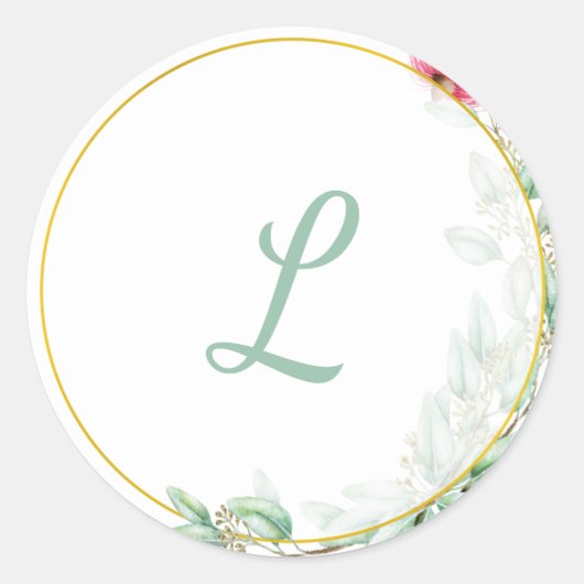Autocollant Mariage Eucalyptis Monogram (Devant)