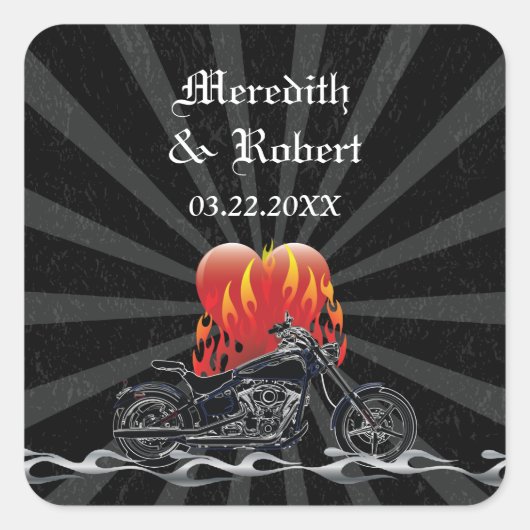 Autocollant Mariage Flaming Love Biker (Devant)