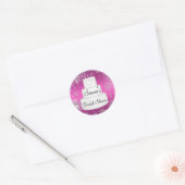 Autocollant Mariage Gâteau Monogramme Rose (Enveloppe)