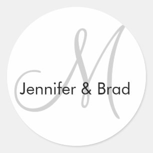 Autocollant mariage Gray Gris Monogramme noir