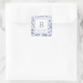 Autocollant Mariage initial Floral bleu (Sac)