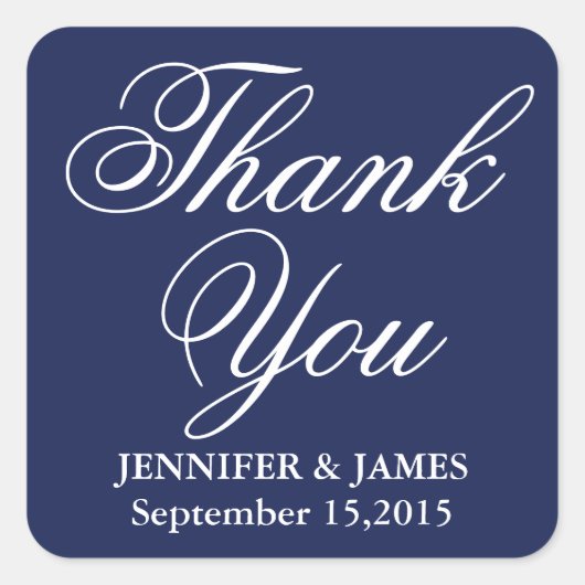 Autocollant mariage Merci bleu et blanc (Devant)