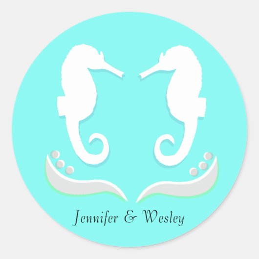 Autocollant Mariage moderne Seahorses (Devant)