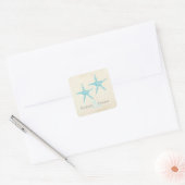 Autocollant mariage Monogram Turquoise Aqua Starfi (Enveloppe)