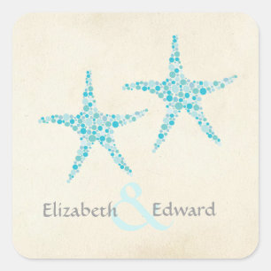 Autocollant mariage Monogram Turquoise Aqua Starfi