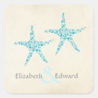 Autocollant mariage Monogram Turquoise Aqua Starfi
