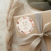 Autocollant Mariage Monogramme Beige Rosé