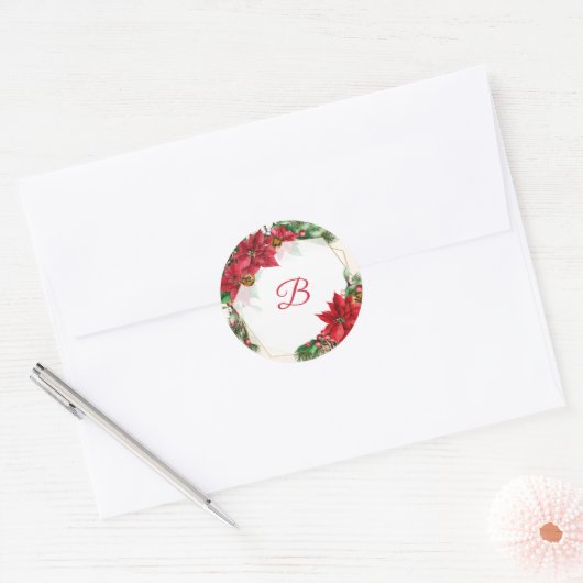 Autocollant Mariage monogramme de Noël (Enveloppe)