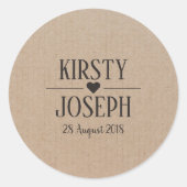 Autocollant Mariage Monogramme Papier Artisanal (Devant)