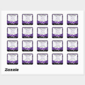 Autocollant Mariage noir blanc violet Damask 1,5 p (Feuille)