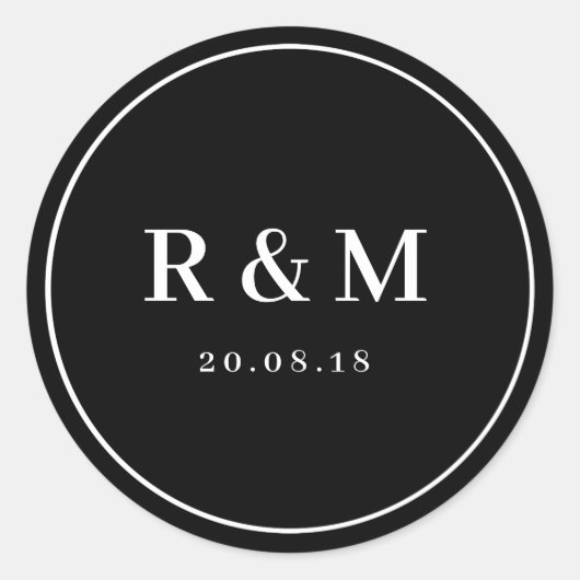 Autocollant mariage noir et blanc simple (Devant)