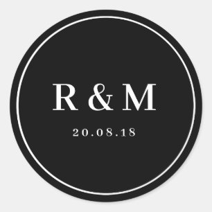 Autocollant mariage noir et blanc simple