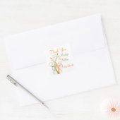 Autocollant Mariage orange vert blanc floral 1,5 p (Enveloppe)