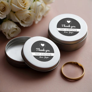 Autocollant Mariage Remerciements Moderne Noir et