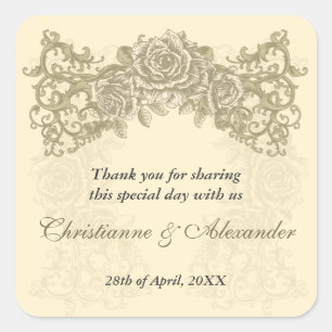 Autocollant Mariage Rose à la crème antique