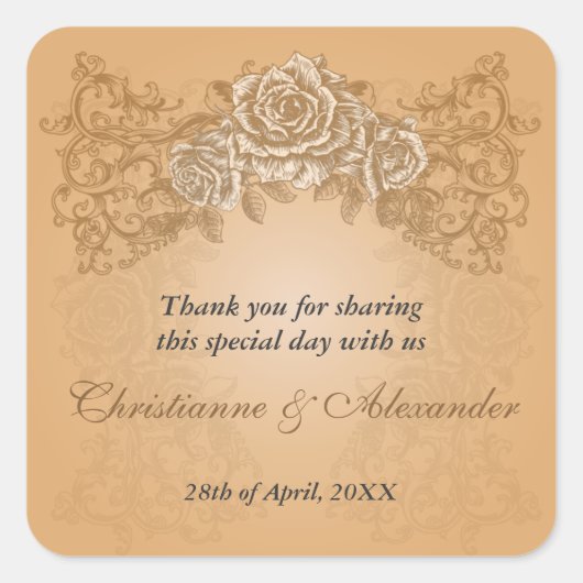 Autocollant Mariage Rose antique (Devant)