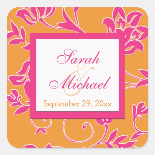 Autocollant Mariage rose, blanc, orange 1,5 po Car (Devant)