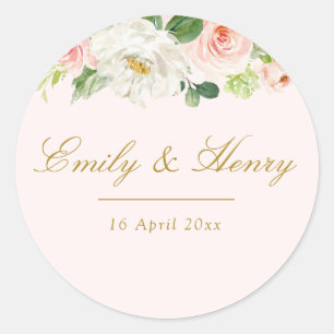 Autocollant mariage rose floral