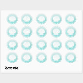 Autocollant mariage turquoise et blanc Initiales (Feuille)