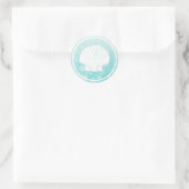 Autocollant mariage turquoise et blanc Initiales (Sac)