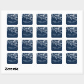 Autocollant Mariage vintage en feuille Damask Navy (Feuille)